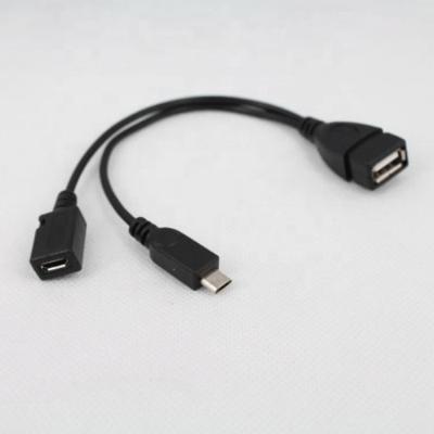 China MP3/MP4 Player 2 in 1 Adapter USB Female to Micro USB Male and Micro Female Power OTG Cable for USB Storage Camera for sale