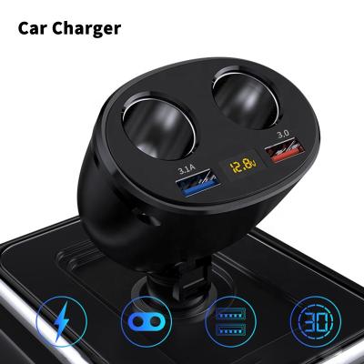 China Voltage monitoring cantell car charging accessories dual usb car charger adapter 2 port led display 3.1a car charger cigarette lighter adapter for sale