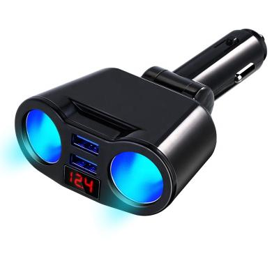 China Cantell Hot Selling 5v 3.1a Screen Display Rotating Dual USB Ports Car Charger With LED Display Charging Car Cigarette Lighter Splitter for sale