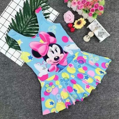 China 5-14 Years Girls Micky Mouse Printing Holiday Bikini High Waisted Cavity Swimsuits One Piece Cute Kid Swimwear 2022 Beach Swimwear for sale