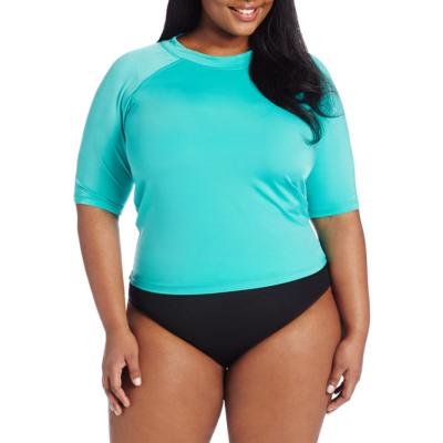 China high quality eco friendly solid color 1/2 sleeve 1/2 sleeve fabric rash guard plus size women clothing for sale