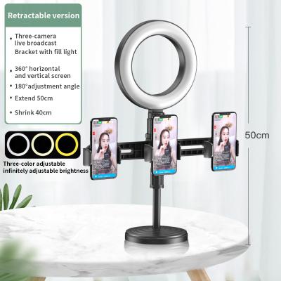 China Adjustable Height TikTok Anchor Live Broadcast Fill Light With Smart Phone Stand Table Live Broadcast Makeup Dimmable Metal Stand for sale