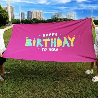 China Advertising Display Banners Custom Printing Outdoor Promotional Flags Party Roll Up Flags Happy Birthday Banners for sale