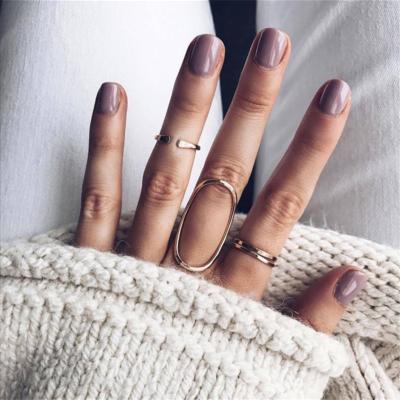 China High Quality Bohemia Vintage Knuckles Women Rings Gold Plated Geometric Rings Hollow Metal Ring Set Women Jewelry for sale