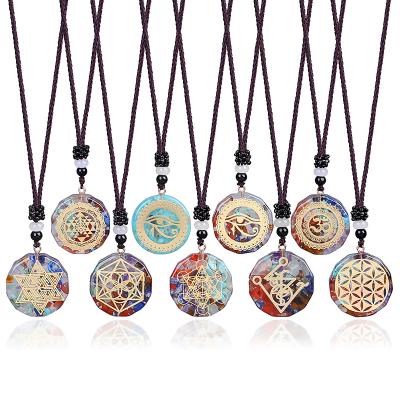 China Orgonite Pendant Necklace High Quality Sri Yantra Geometry Chakra Energy Necklace Sacred Meditation Jewelry for sale