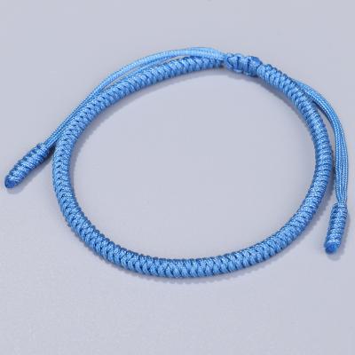 China Lucky Braided Knot Bracelet Ethnic Handmade Adjustable Blue Rope Bangle Bracelet Tibetan Buddhist Macrame Knots for sale