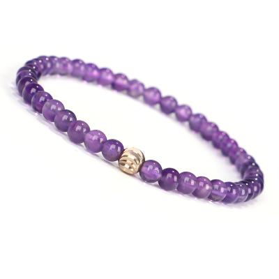 China New Style BOHEMIA Amethyst Cooper Bracelet Natural Stone Flower Bead Charm Bracelet For Women for sale