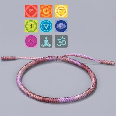 China Ethnic Handmade Purple Adjustable Rope Bracelet Love Luck Knot Tibetan Buddhist Bracelet For Women Men for sale