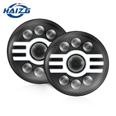 China Aluminum + PC HAIZG newest DRL led headlight IP68 waterproof accessories for truck 65w 80v 7inch led light for sale