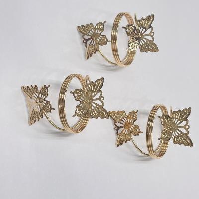 China Stocked Cheap Selling Newest Gold Butterfly Metal Napkin Ring For Wedding Dinning Table Decoration for sale