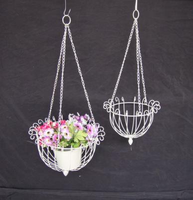 China CLASSIC cheap decoration planter basket white metal wall hanging planter for sale