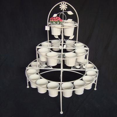 China Flower Display Florist Supplier Wrought Iron Round Flower Display Metal Garden Planter Stand for sale