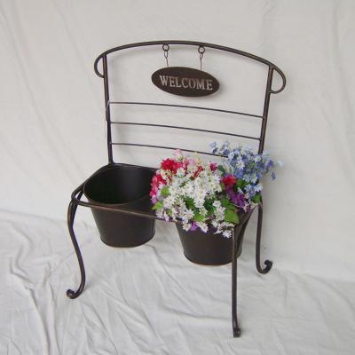 China CLASSIC Antique Metal Flower Pot Stands Garden Dceroation Chair Planter Holder for sale