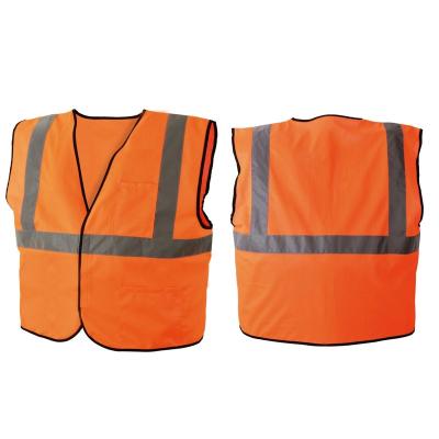 China High Visibility Breathable Safety Vest Reflective Solid Orange 100% Solid Orange Vest With Black Tether for sale