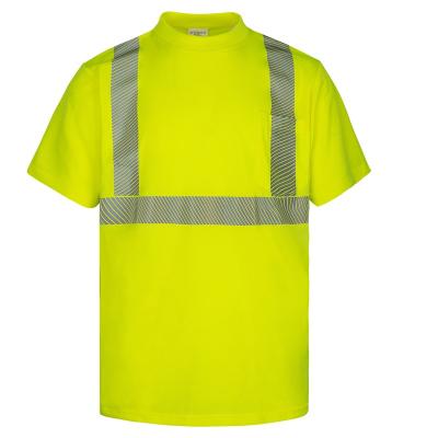 China Class 3 Comfortable Polyester High Visibility Vest Safety ANSI Safety T-shirt Solid Increased Reflective Yellow Vest for sale