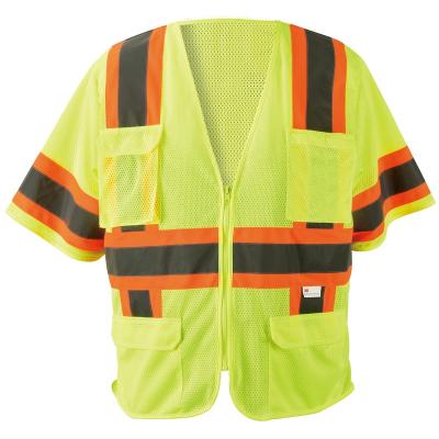 China Comfortable Safety Vest Mesh ANSI Class 3 High Visibility T-shirt Safety Increased Reflective Vest Two Tone With Yellow Zipper Closure for sale