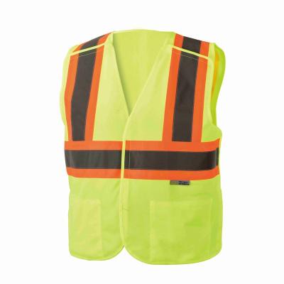 China OEM Safety Vest Reflective ANSI Standard Class 100% High Visibility Two Tone Polyester 5 Point 2 Cutaway Safety Vest With Pockets for sale