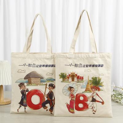 China 12oz Handled Cheap Customized Original Custom Color Silk Promotion ROHS Pattern Letter Bag Item Style Logo Tote Shopping Bag Cotton Canvas for sale