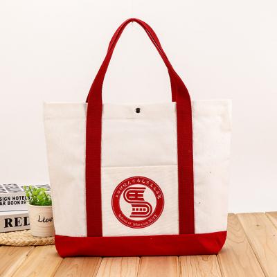 China Cheap Plain Handled Recycled Eco Friendly Christmas Cotton Canvas Tote Bag Custom Logo With Zipper for sale