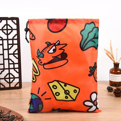 China Waterproof Wholesale Recycling Customize Logo Polyester Drawstring Pouch Full Color Printed Shopping Bag for sale