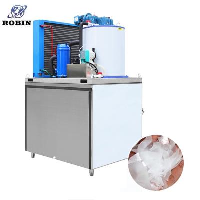 China Small 1 Ton/Day Commercial Efficient Snowflake Ice Machine With Ice Bin For Fish Cooling In Supermarket For Sale for sale