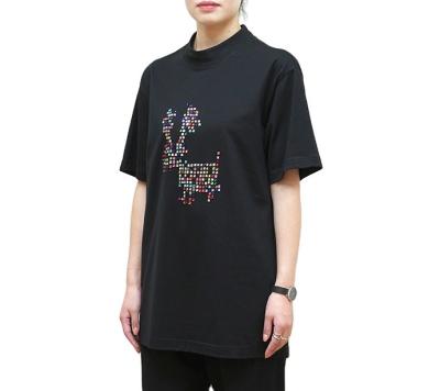 China Standard Rhinestone Fabric Low MOQ Anti-Wrinkle Stretch High Eco-Friendly Oversized T-Shirt for sale