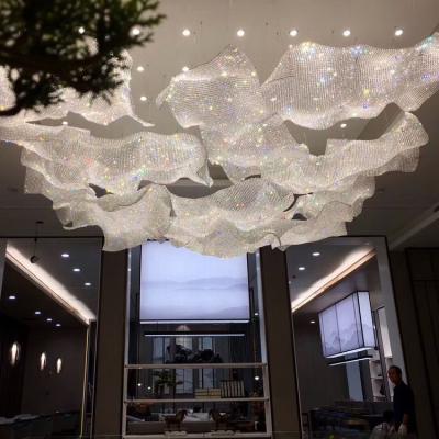 China Hotel Lobby Modern Custom Non-standard Construction KTV Woven Crystal Net Pendant Lamp for sale