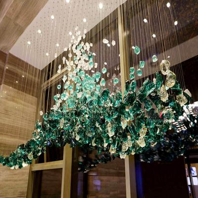 China Guzhen Factory Modern Custom Stone Pendant Lamp,Yellow,Red,Green Color Shaped Art Glass Chandelier for Hotel Lobby Villa Corridor for sale