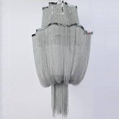 China Modern Postmodern Creative Aluminum Chain Tassel Art Unique Art Pendant Lamp for Bedroom Living Room for sale