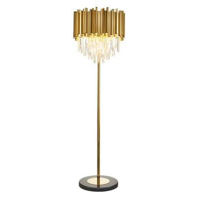 China Postmodern Postmodern Luxury Model Room Golden Crystal Floor Lamp Living Room Hotel Lobby for sale