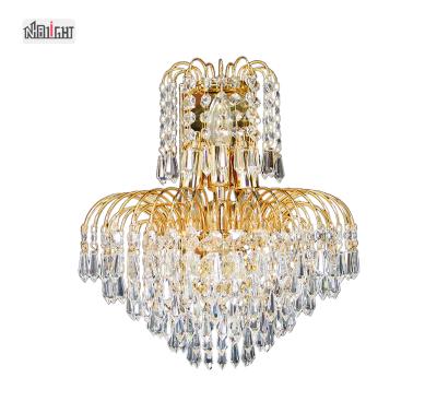 China EUROPEAN Crystal Wall Light Luxury Gold Crystal Lighting Iron Led Wall Lamp For Hotel for sale