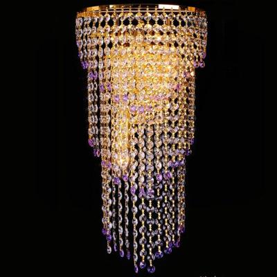 China Modern classic transparent gold color bedroom crystal wall lamp for living room, dining room, for sale