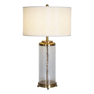 China Modern American Scandinavian Minimalist Bedroom Crystal Table Lamp Metal Pattern Room Living Room for sale