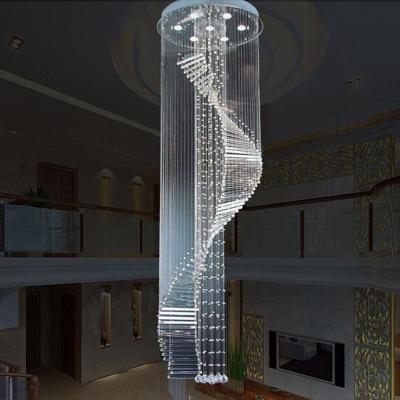 China Modern Simple Hanging Crystal Lamp LED Rotating Crystal Lamp Hotel Villa Corkscrew Modern Home Decor Hanging Crystal Pendant Lamp for sale