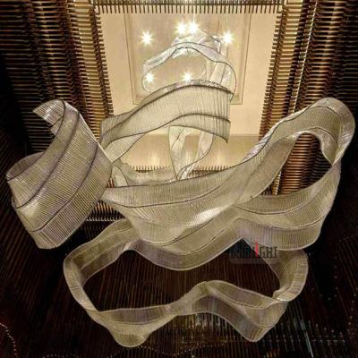 China Modern custom art the ribbon chandelier glass pendant lamp for hotel lobby villa living room for sale