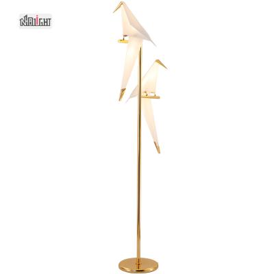 China Post Modern Bird Shaped Contemporary LED Floor Lamp White Paper Crane Bird Thousand Floor Lamps for Living Room and Study for sale