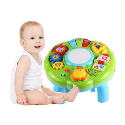 China Hot Selling Intelligence Baby Developing Toy 2 in 1 Active Learning Table Hand Drum Early Educational Musical Toy for sale