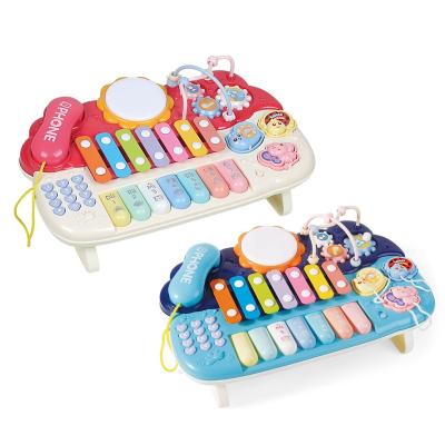 China Lovely Children Multifunctional Baby Piano Drum Hand Cartoon Beads Speed ​​Xylophone Music Toy 62*45.5*59cm for sale