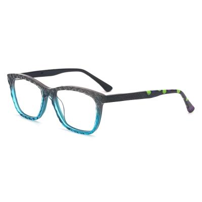 China Modern Custom Acetate Logo Printed Unisex Double Color Acetate Eye Glasses for sale