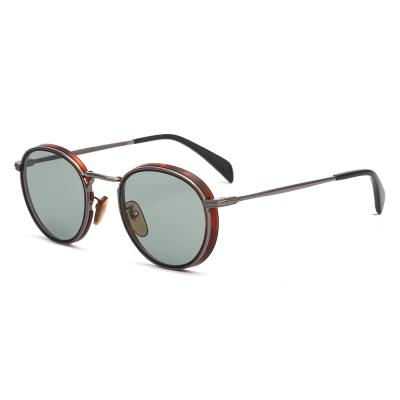 China Retro Fashion Sunglasses Tortoiseshell Acetate Metal Round Vintage Style Sun Glasses for sale