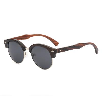 China Fashion Sunglasses Shape OEM Custom Wooden Temple Metal Wood Frame Sun Glasses Sunglasses for sale