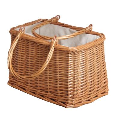 China Yulin Jiafu Sustainable Vacation Wholesale Custom Wicker Suitcase Style Lined Picnic Insulated Square Basket for sale