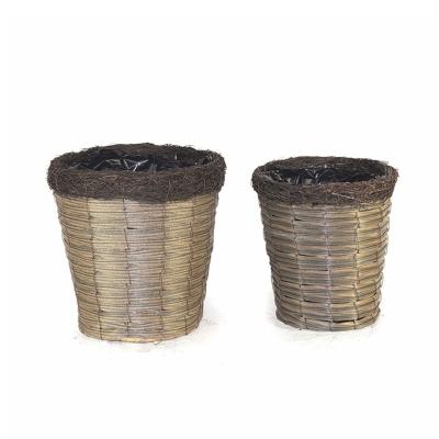 China Country Yulin Jiafu Large Basket Planter Flower Pots Rattan Basket Durable Plastic Planters Flower Basket Pots for sale