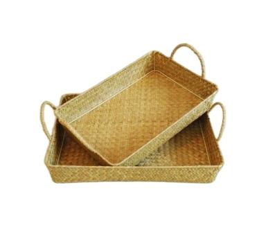 China Vegetal Plankton Shallow Rectangular Viable Tray Basket With Handle for sale