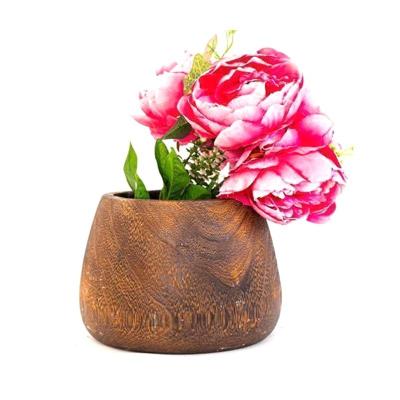 China Rustic Wooden Paulownia Planters Garden Vase Yulin Jiafu Wooden Bottle Vase for sale