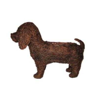 China Vintage Home and Garden Rattan Animal Twig Dog Sitting Topiary Planter for sale