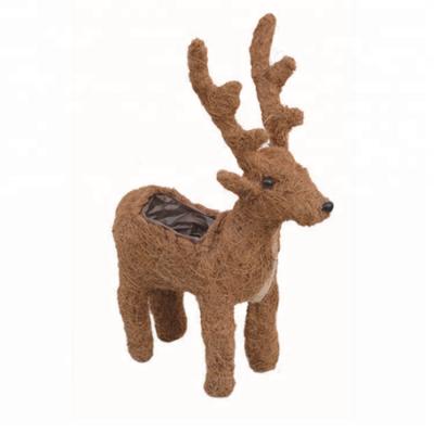 China Rattan Reindeer Rattan Flower Pot Christmas Minimalist Animal Party Planter for sale