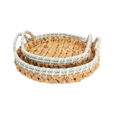 China Sustainable Wholesale Square Paper Basket Round Water Hyacinth Woven Fruit Basket for sale