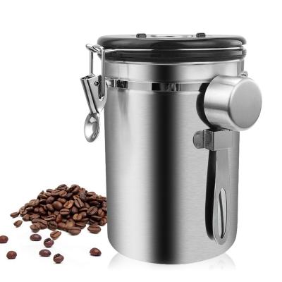 China Coffee Viable Canister Wholesales Coffee Beans Container Stainless Steel Kitchen Food Airtight Storage Container for sale