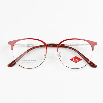 China Southeast Asia Latest Fashion Branded Metal Optical Foldable Spectacle Anti Fog Eyewear Wholesale Acetate Clear Women Red Glasses Frame Italian Online for sale